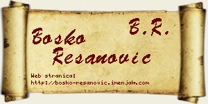 Boško Resanović vizit kartica